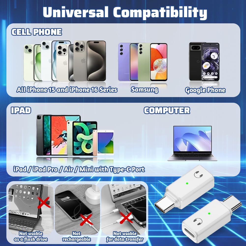 flintronic Adapter audio Lightning na USB-C, przejściówka USB-C na Lightning, adapter audio do iPhone 16 15 Pro Max Plus, iPad Air/Pro/Mini, Samsung Galaxy S24 S23, Pixel