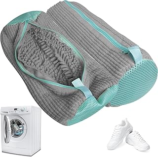 شنطة غسيل أحذية للغسالة بحماية متعددة، كيس غسيل أحذية قابل لإعادة الاستخدام لجميع أنواع وأحجام الأحذية من دوفوسو، عبوة من قطعتين، رمادي