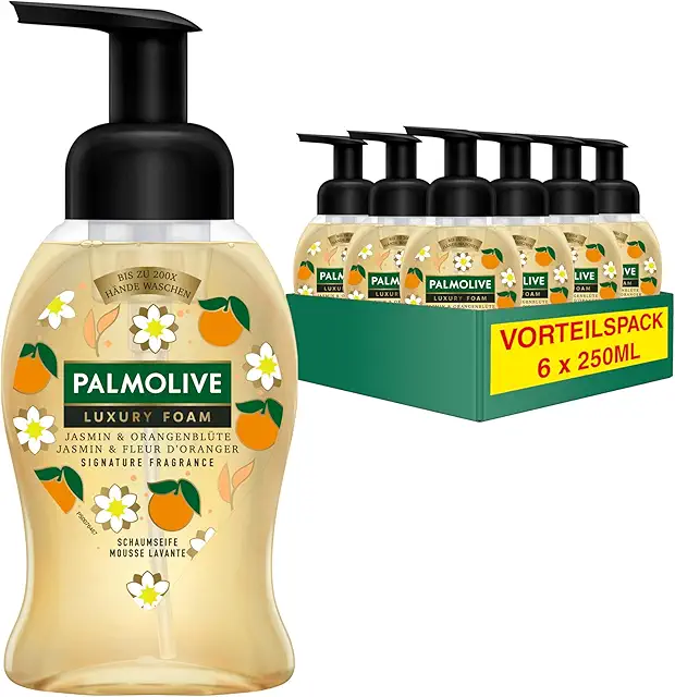Palmolive Seife Luxury Foam Jasmin & Orangenblüte 6x250ml - Sanfte Schaumseife