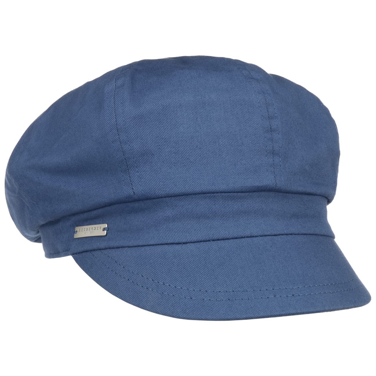 Seeberger Azalee Newsboy Cap Women - Cotton Summer with Peak, Lining Spring-Summer - One Size Blue