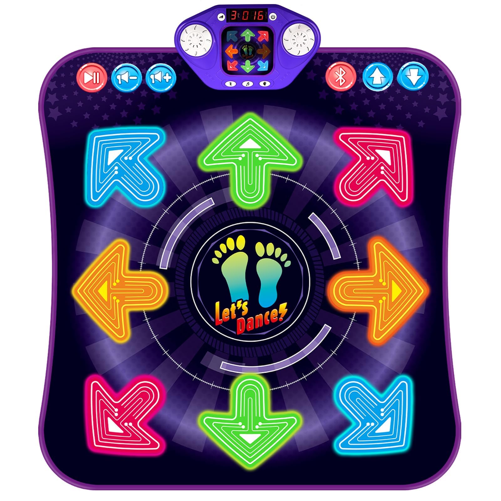 Dance Mat Toys for 3-12 Year Old Girls Boys, Dance Pad with Light Up 8-Buttons & Bluetooth, Music Dance Game with 7 Game Modes, Christmas Birthday Gifts for 3 4 5 6 7 8 9 10+ Year Old Girls Boys