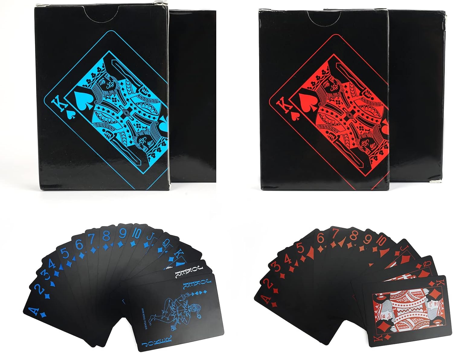 2 Piezas Negro Naipes, Cartas Poker Plastico Profesional, Impermeable Barajas de Cartas Poker, Playing Cards Naipes para Veintiuna, Juego de Poker, Juegos de Cartas Adultos