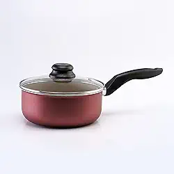 Panela 16cm Antiaderente Cereja com Dourado Com Tampa de Vidro Pequena Não Gruda