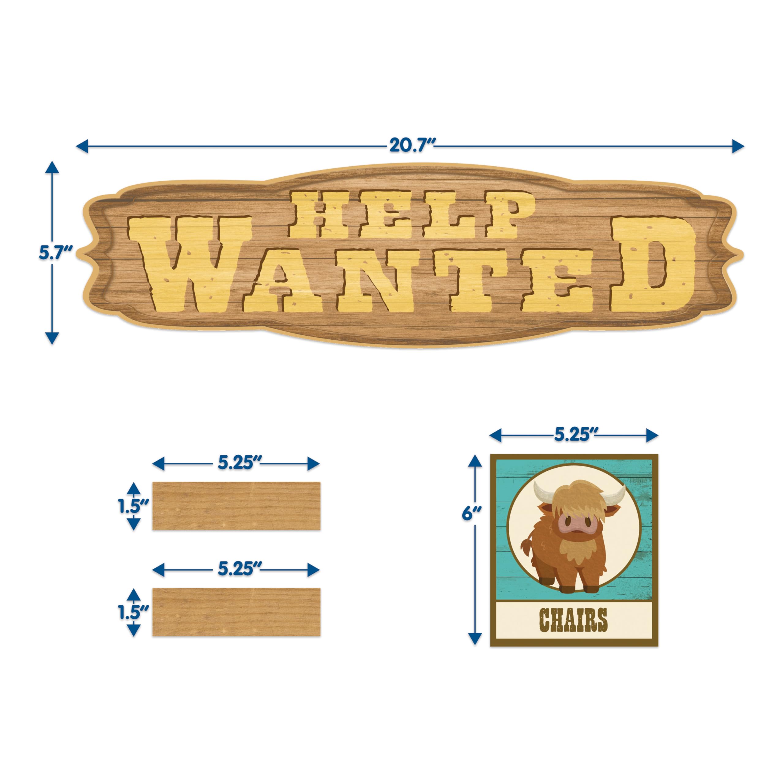 Eureka 847855 Wild Wild West Class Jobs Mini-Pinnwand-Set für Lehrer und Klassenzimmer, mehrfarbig, 53 Teile
