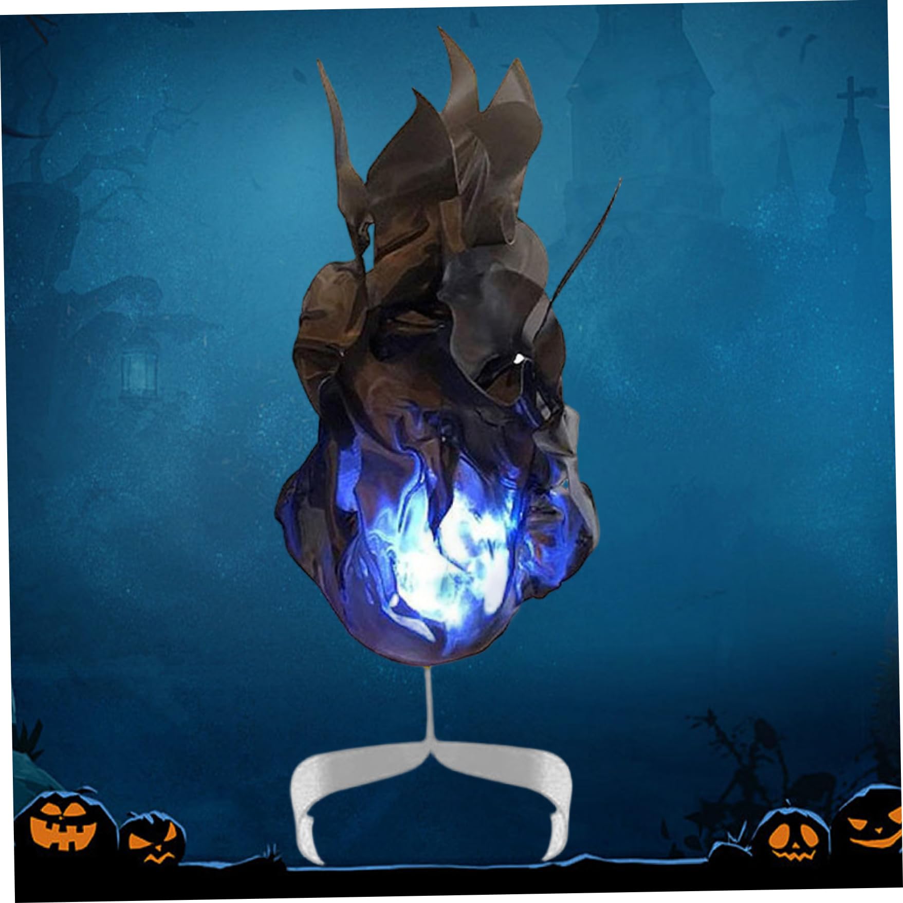 Monwssoe Halloween Decor, Fire Halloween Realistic Illuminated Fireball Artificial Fire Floating Props No Flame for Home Party Cosplay Playing Decorations Carbon Black