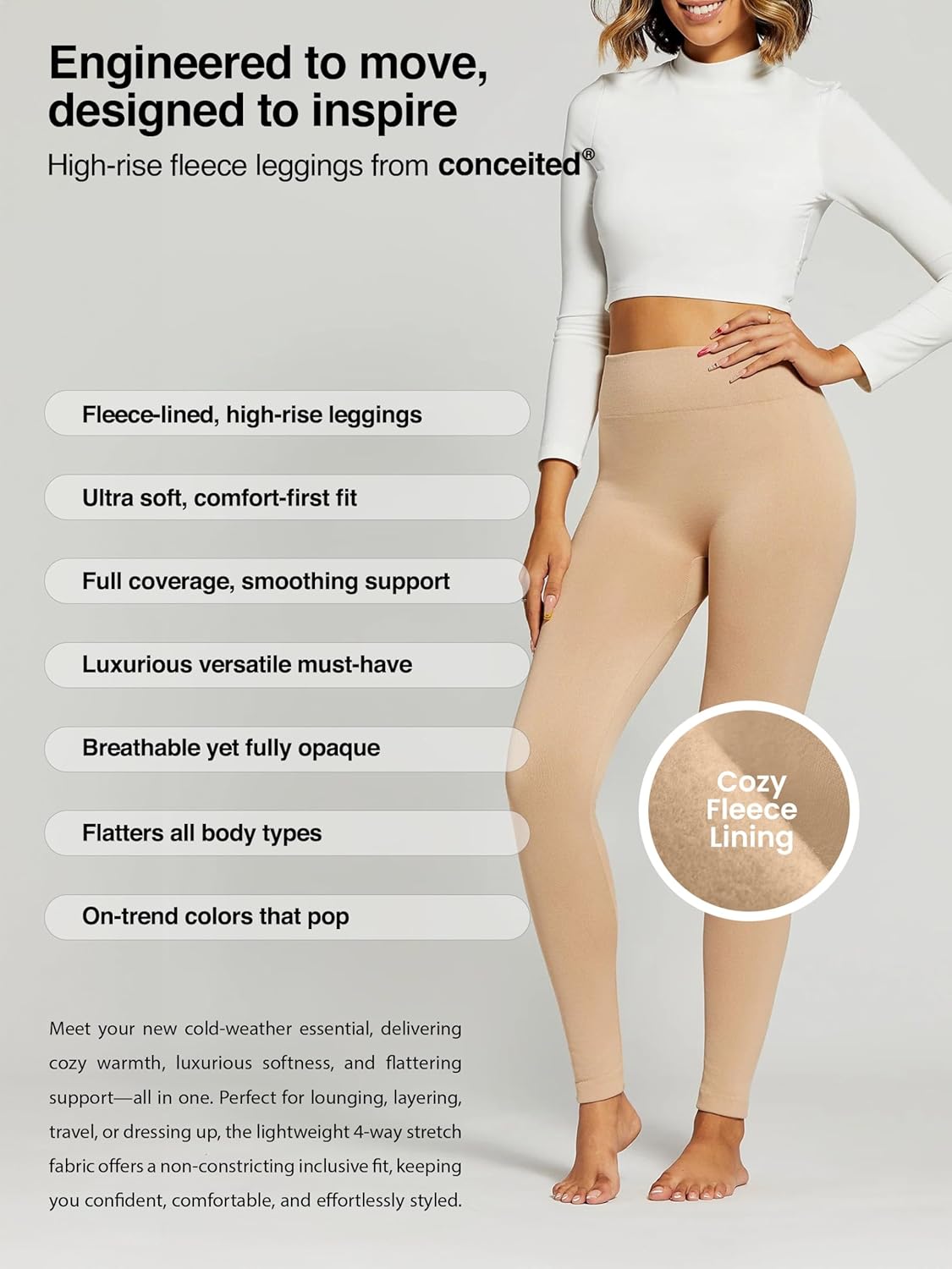 Conceited Fleece Lined Leggings in New Sweater Knit and 20+ Colors (Available in Plus Size) - Image 4