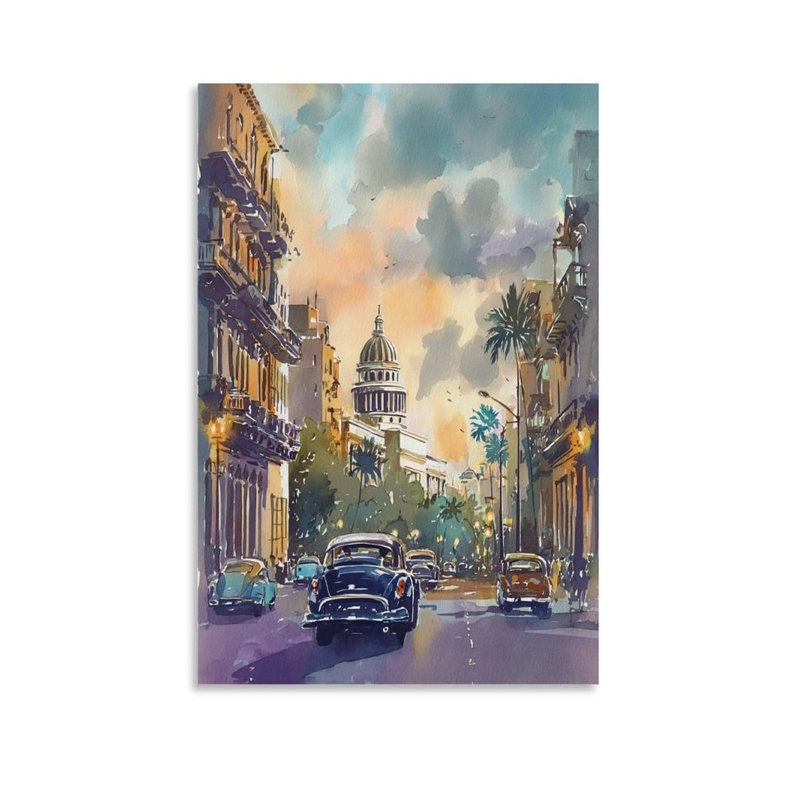 XWYMXZ Phoenix Arizona Watercolor 24x36inch(60x90cm) Vintage Travel Poster Watercolor Canvas Art