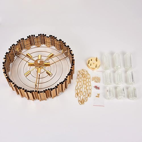 Miniatura 7 de WABON Moderna lámpara colgante de cristal K9, lámpara redonda de cristal dorado, contemporánea, de lujo, para comedor, sala de estar, cocina, isla,