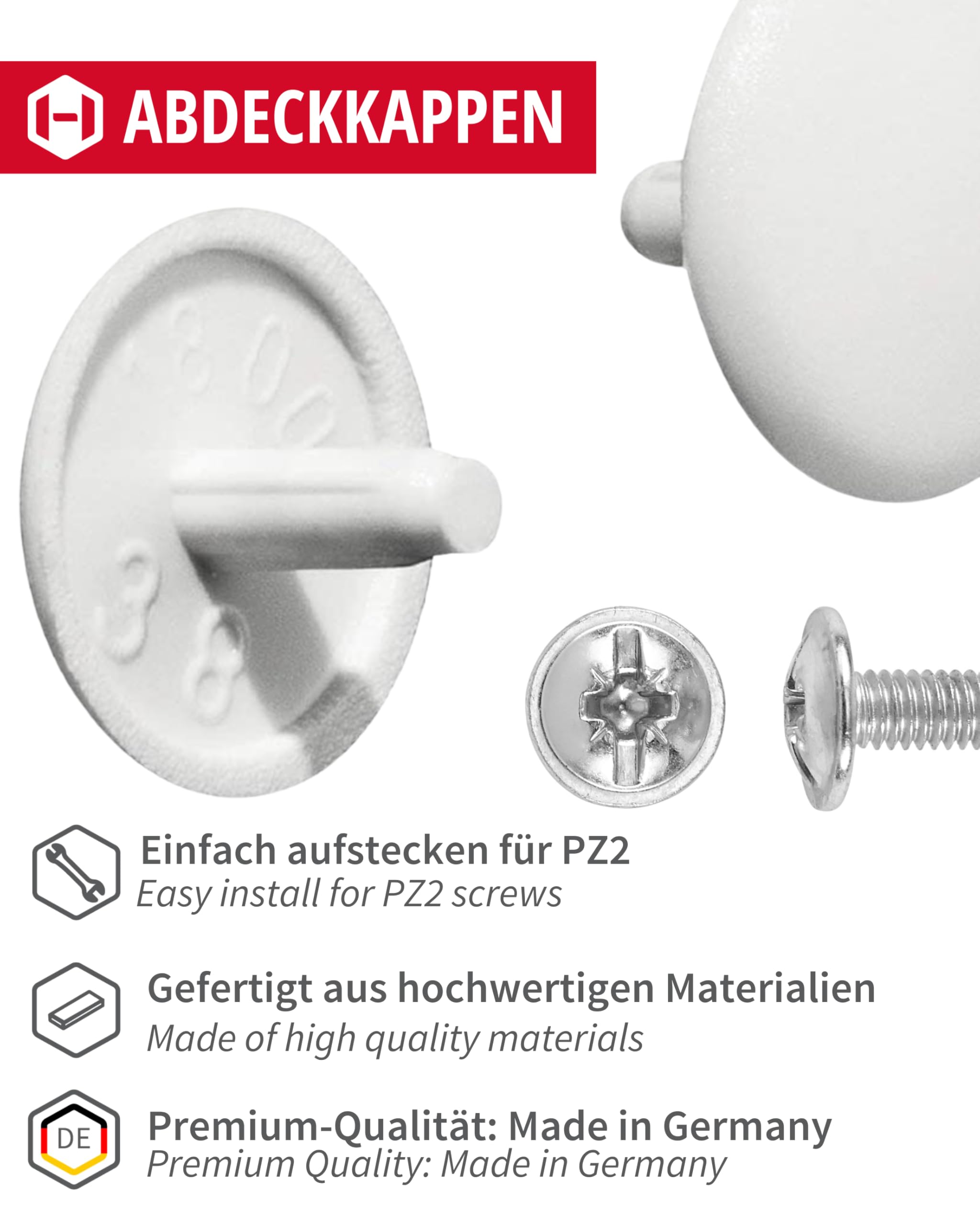 Gedotec Round Plastic Cover Caps, Ral9010 - Pure White, 50 Pack - for PZ Screws Kitchen, Furniture, Industry, Commercial & Private Use - Image 4