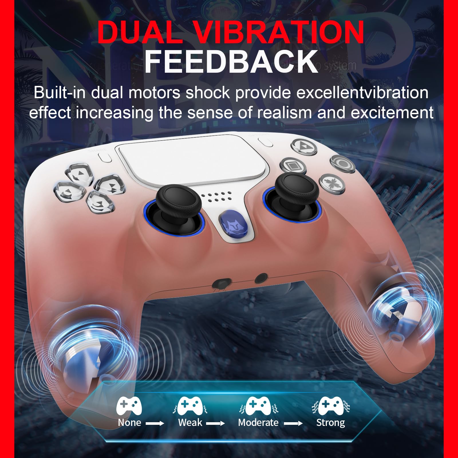 NBCP-Game controller für PS4, kabellos, playstation 4 controller, Controlador Inalámbrico PS4, 1200 mAh Akku/Doppelmotoren/6-Achsen-Gyro/3,5 mm Audiobuchse/Hall Effekt-Sensor (Gold)