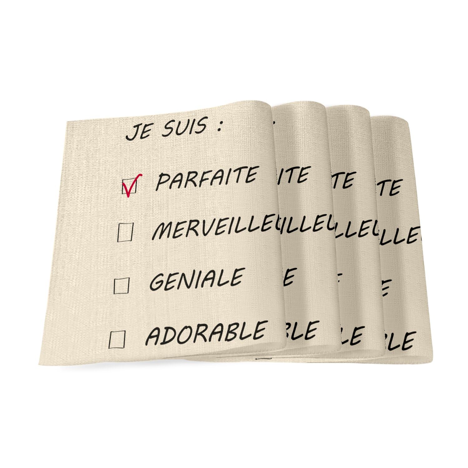 Sets de table en lin rigolos grand format, le cadeau idéal pour femme pleine d'humour