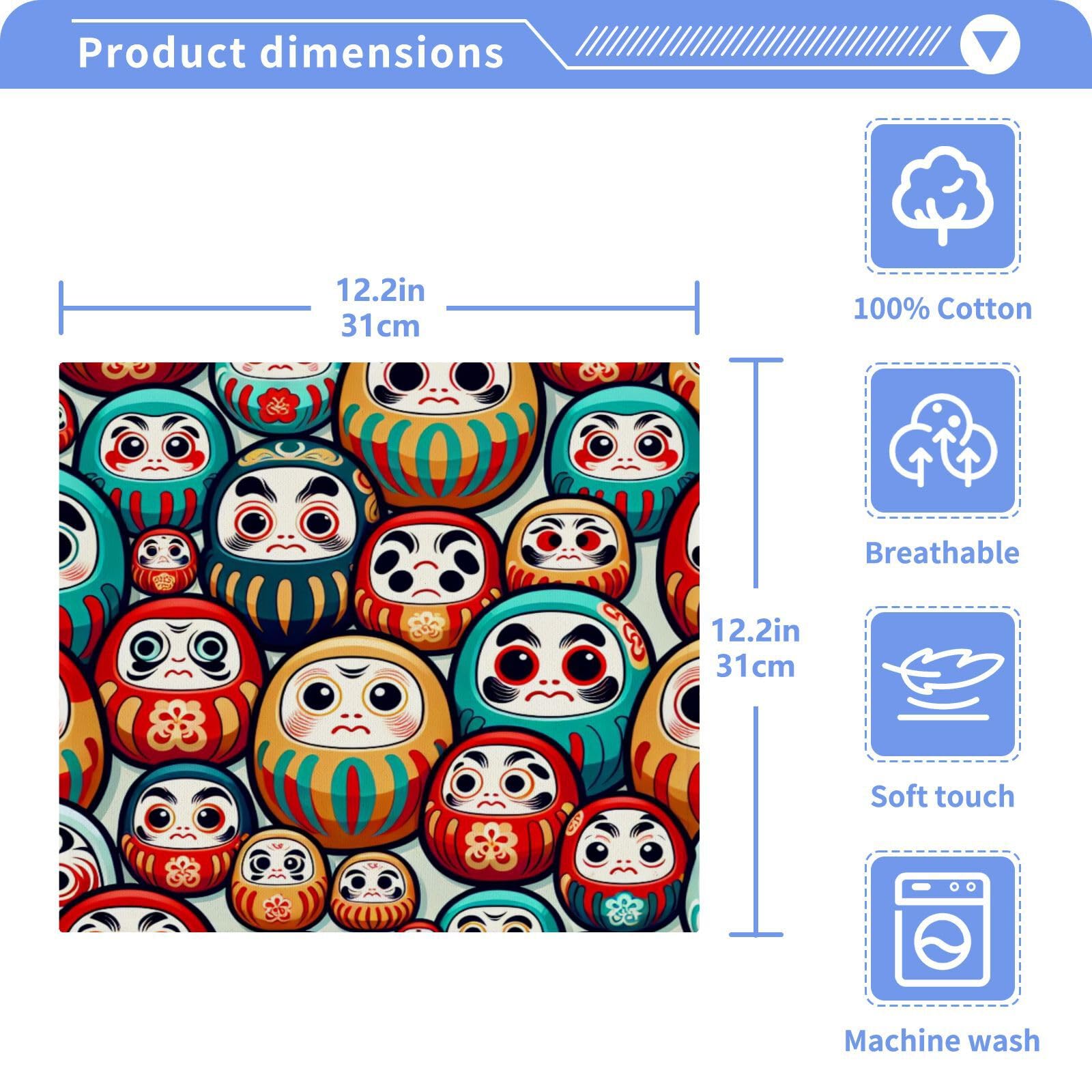Msyxl 2-Pack Multiple Daruma Washcloths for Bathroom, 12x12in Cotton Wash Cloths Soft Absorbent Face Cloths Towel for Your Face Body