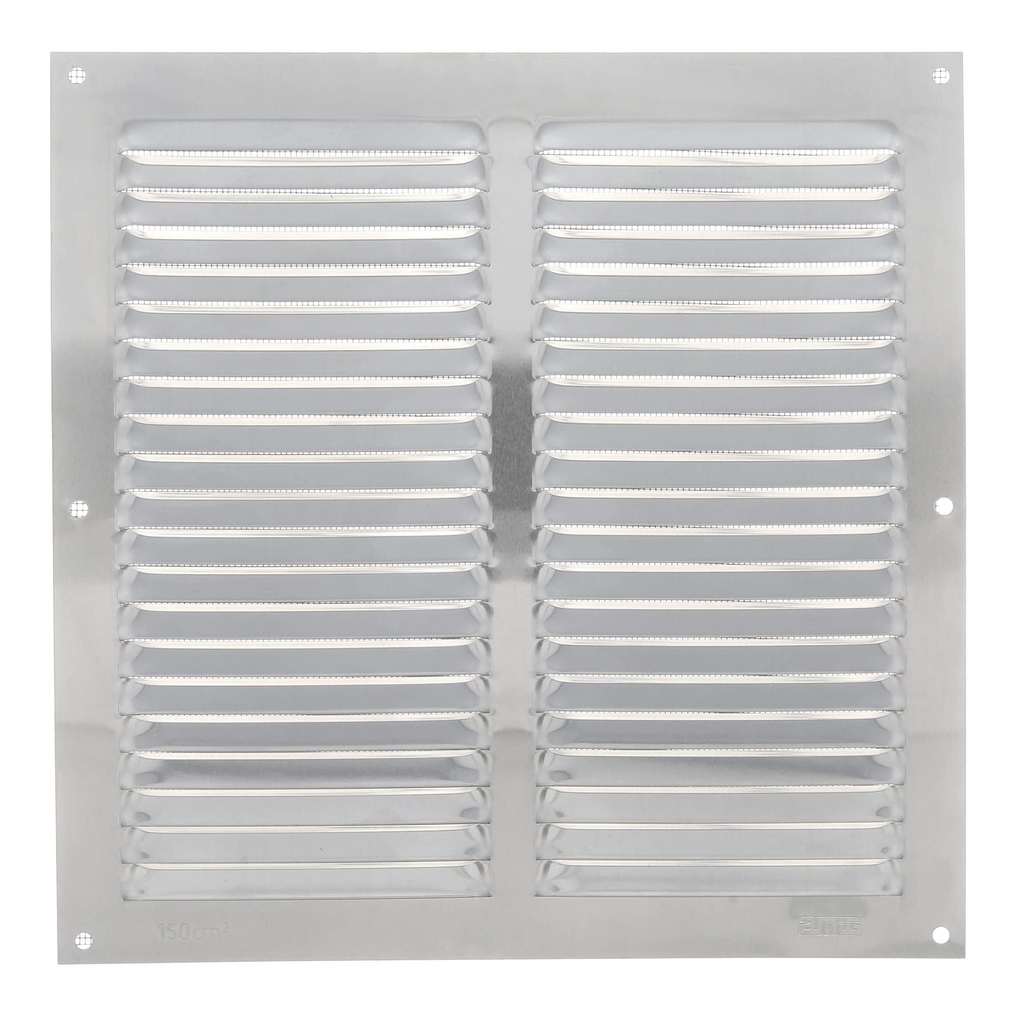 Amig Silver - Square Aluminium Ventilation Grille With Mosquito Net | Ventilation Grille For Air Outlets | Ideal For Ceilings | Dimensions: 250 X 250 Mm | Colour: