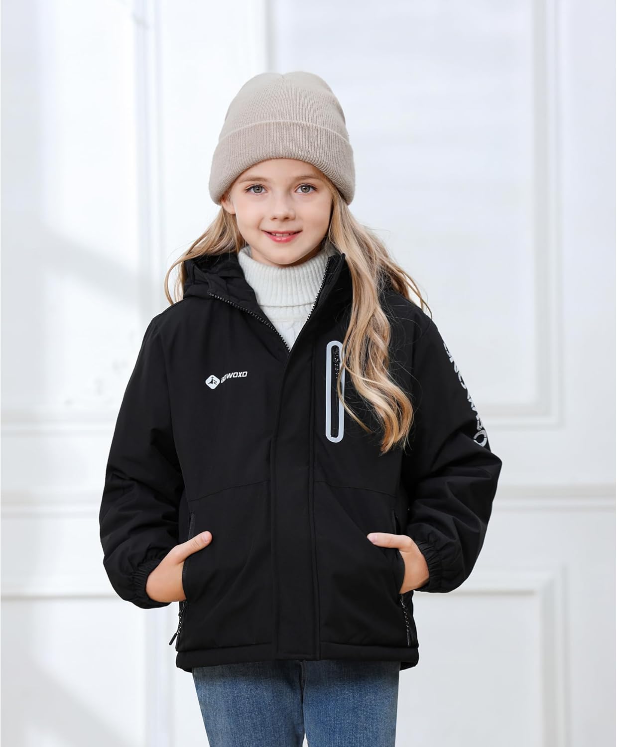 Girls' Waterproof Winter Ski Jacket – Warm Fleece Lined Windproof Snow Coat with Hood for Outdoor Adventure - Image 2