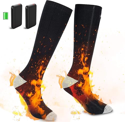 Youlisn Heated Socks for Men Women Upgraded Rechargeable Electric Thermal Socks with 8000mAh Large Capacity Battery 3 Heating Settings