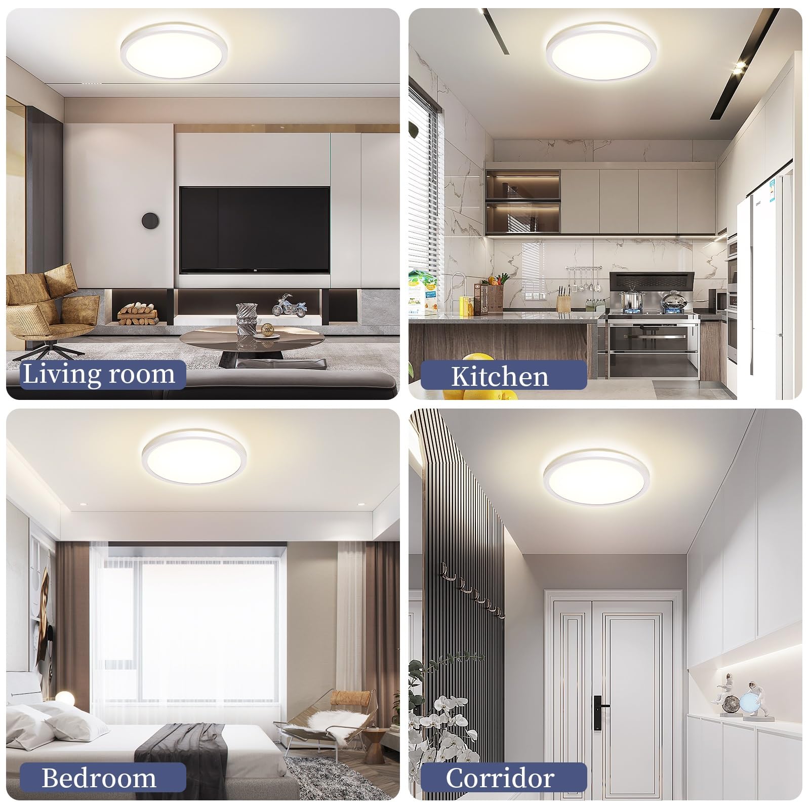 Plafon LED Techo Redondo 18W 1600LM Lámpara de Techo Ø22CM 3000K lampara Techo Baño Mini Ultrafino Plafones LED Cocina IP44 Plafon Pared Interior para Comedor, Dormitorio, Sótano, Pasillo