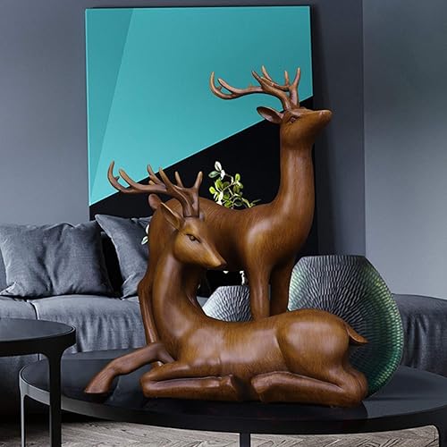 Miniatura 6 de Chinese feng shui statue sculpture Creative Resin Deer Statue Home Furnishing Living Room Entrance Wine Cabinet Deer Ornament Home Desktop Ornaments