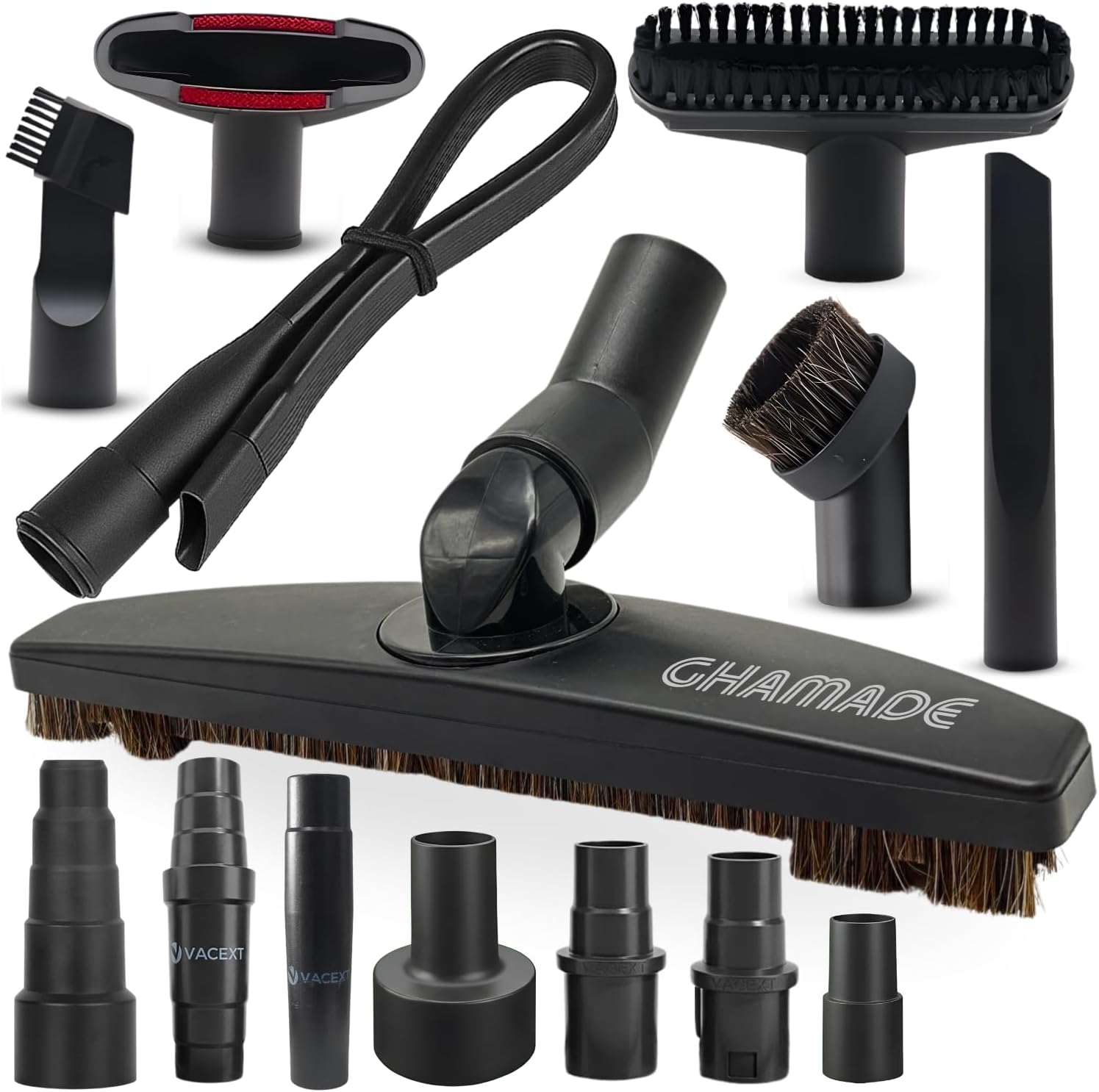 Universal Vacuum Attachments & Brushes Kit - Hardwood Floor Vacuum Brush Head Attachment & Shop-vacs Accessories - Universal Vacuum Hose Adapter Kit & Dryer vent Flexible Crevice Attachment