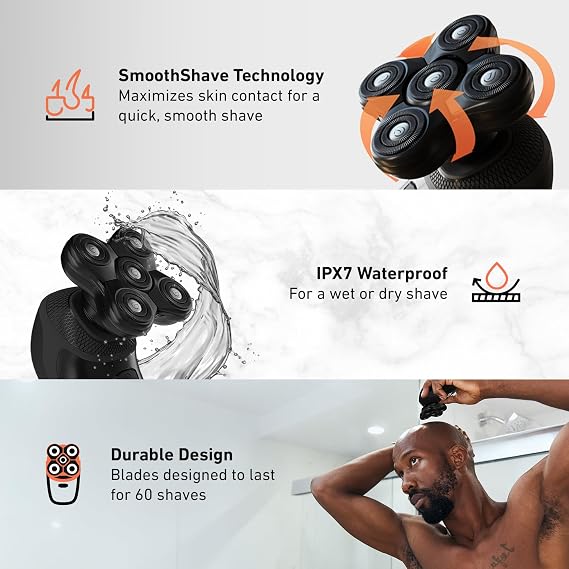BaldiePro Blade Refill 2.0 + Chamber - Electric Shaver Replacement Head For BaldiePro Head Shaver - Electric Razor Replacement Blades for Bald Head and Face - Waterproof for Wet and Dry Shave