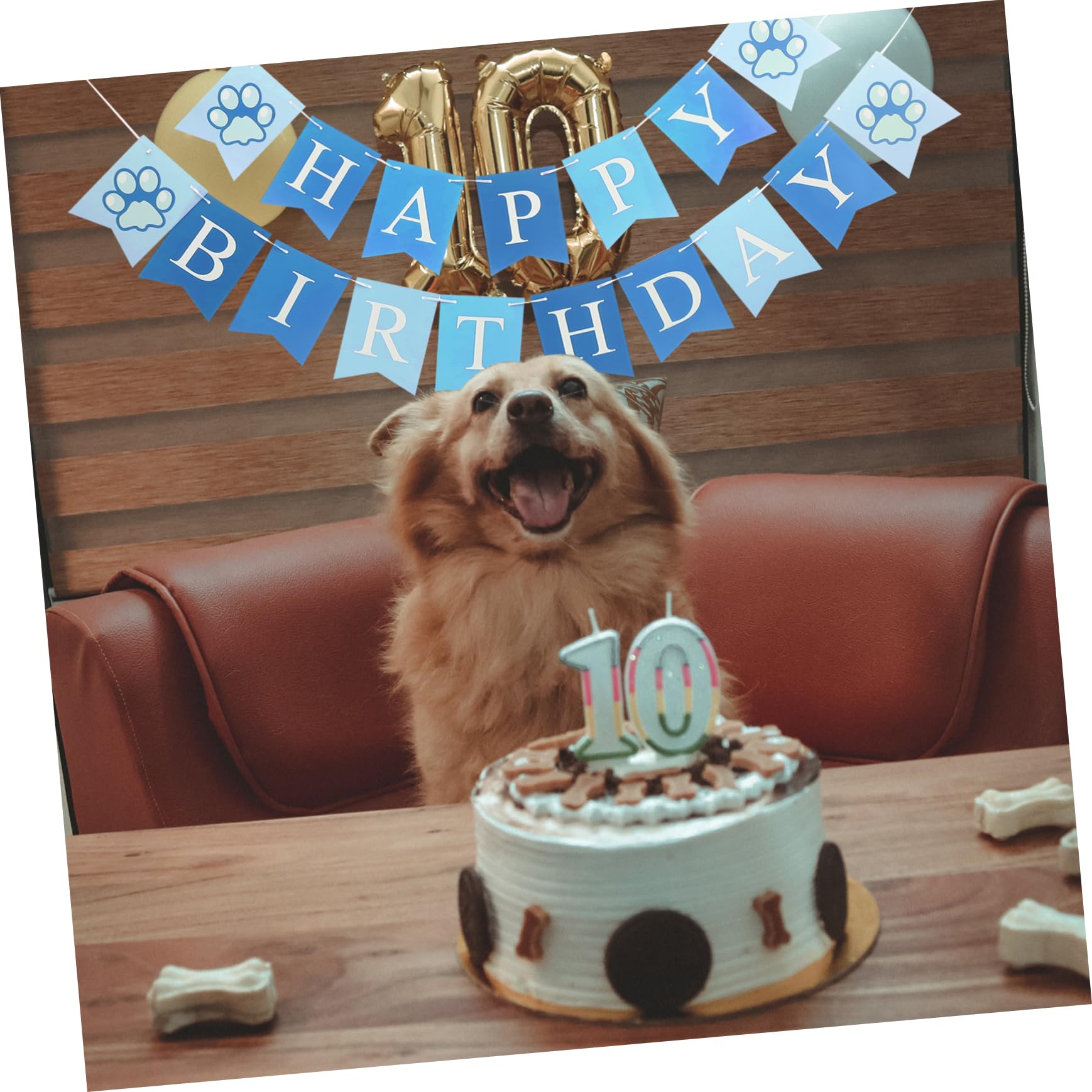 WESIEVYA 1set Banner Decorativo Per Feste Di Compleanno Per Cani Di Decorazioni Per Festeggiare Compleanno Del Tuo Zampe Con Motivo Impronta Di Zampa Facile Da Installare e Riutilizzabile
