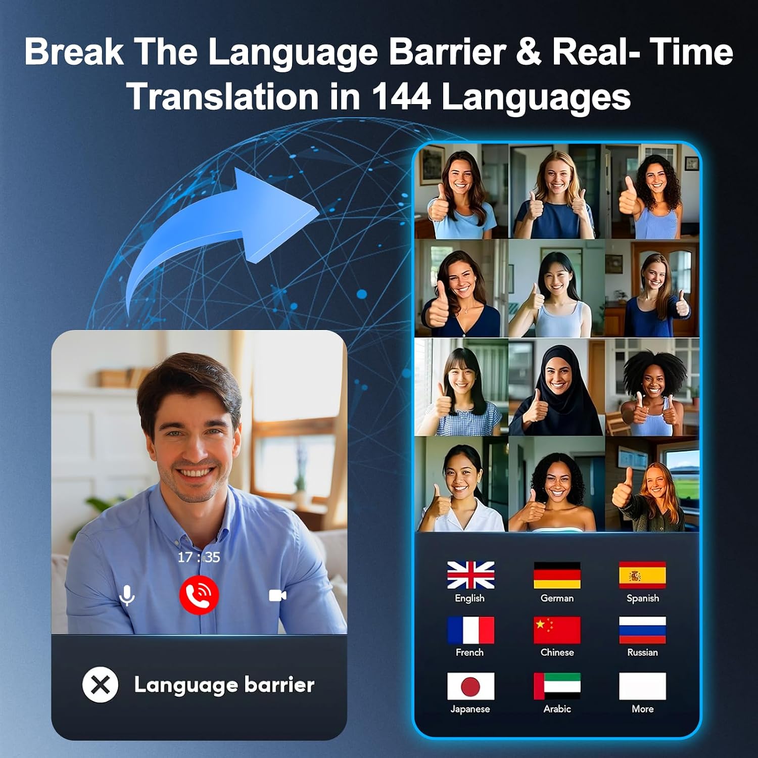 Ai Translation Earbuds Real Time 144 Languages, Bluetooth 5.4 LCD Touch Screen Translator Earbuds, Audifonos Traductores Inglés Español for Travel, Business & Learning with Charging Case
