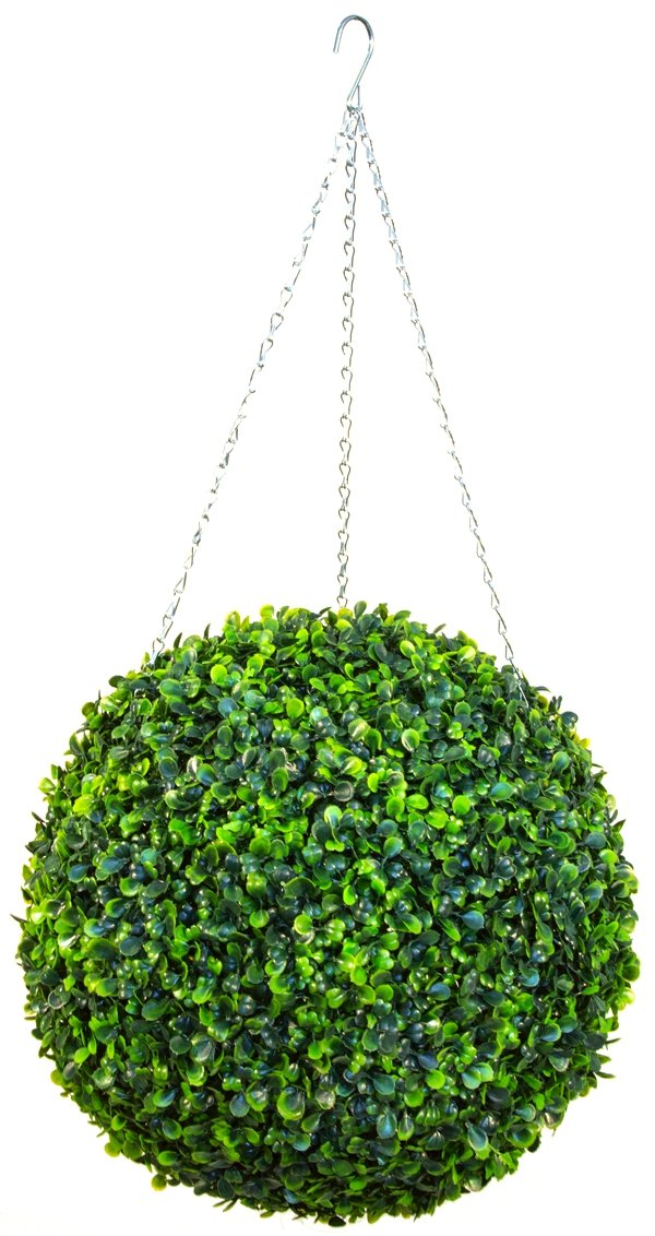 Artificial Boxwood Topiary Ball with Chain - 28cm - Green