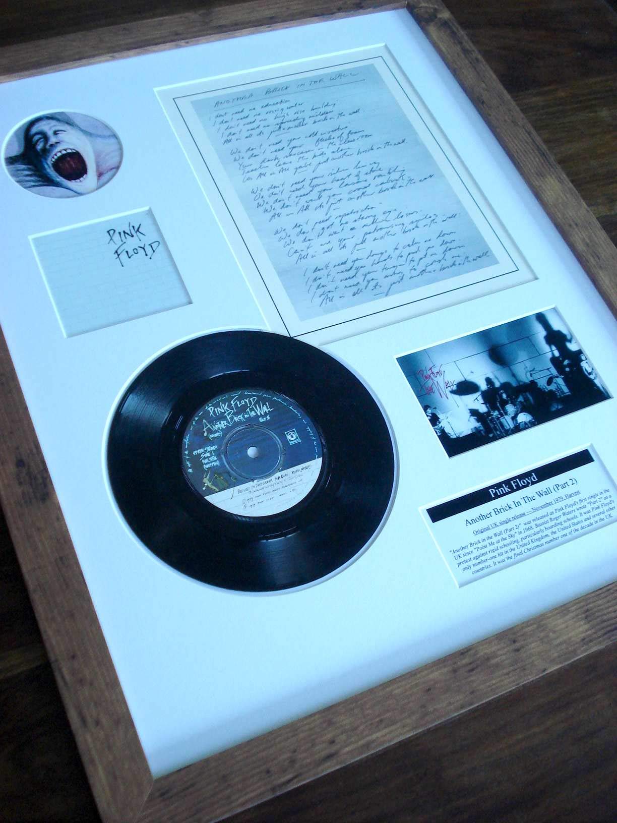 PINK FLOYD ANOTHER BRICK IN THE WALL 7" SINGLE + ORIGINAL HANDWRITTEN LYRICS