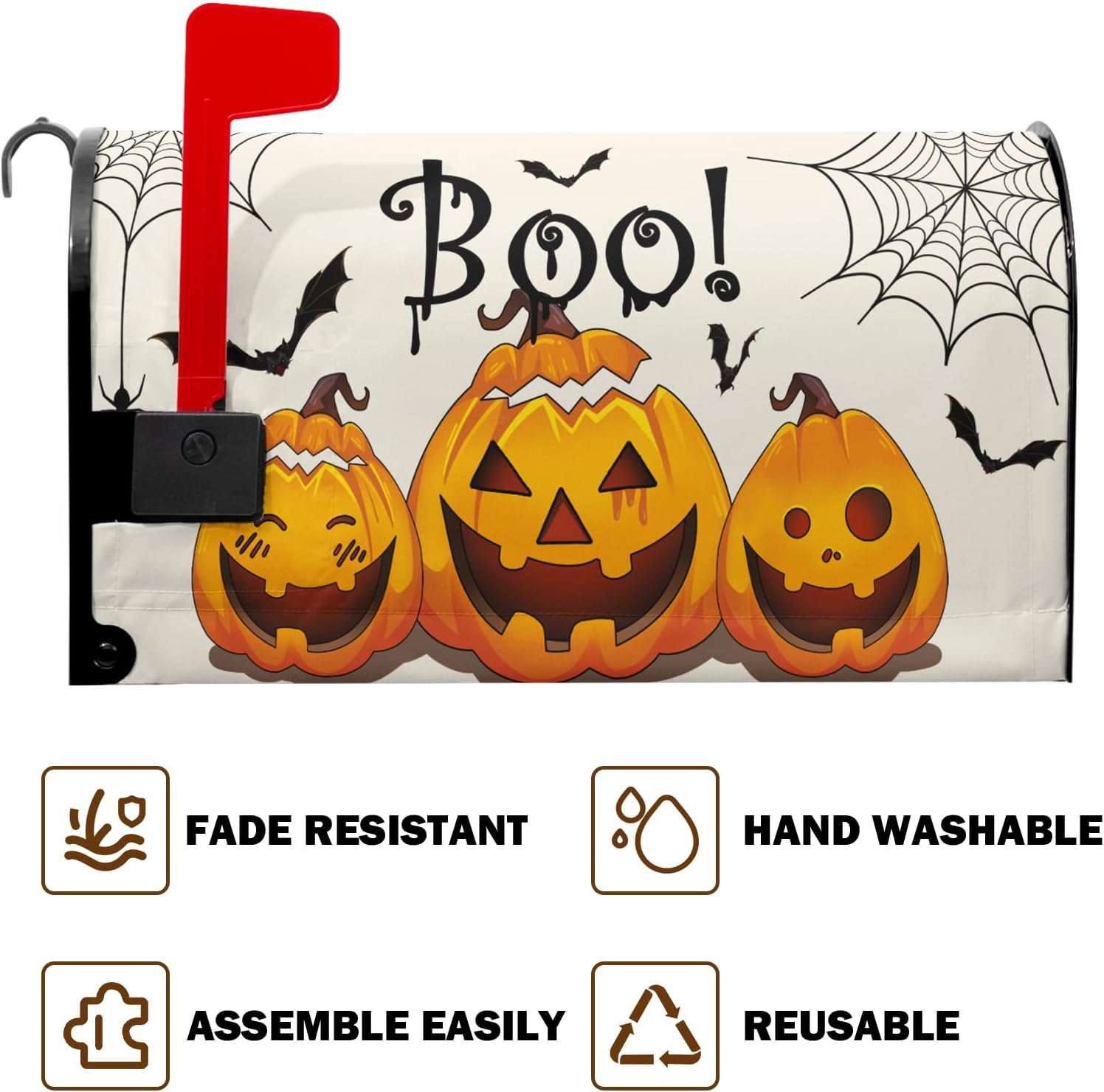 Halloween Pumpkin Mailbox Covers Magnetic Autumn Fall Pumpkins Mailbox Cover Standard Size 21 x 18 Inch Spiderweb Farmhouse Mail Box Wraps for Farmhouse Garden Yard Decor