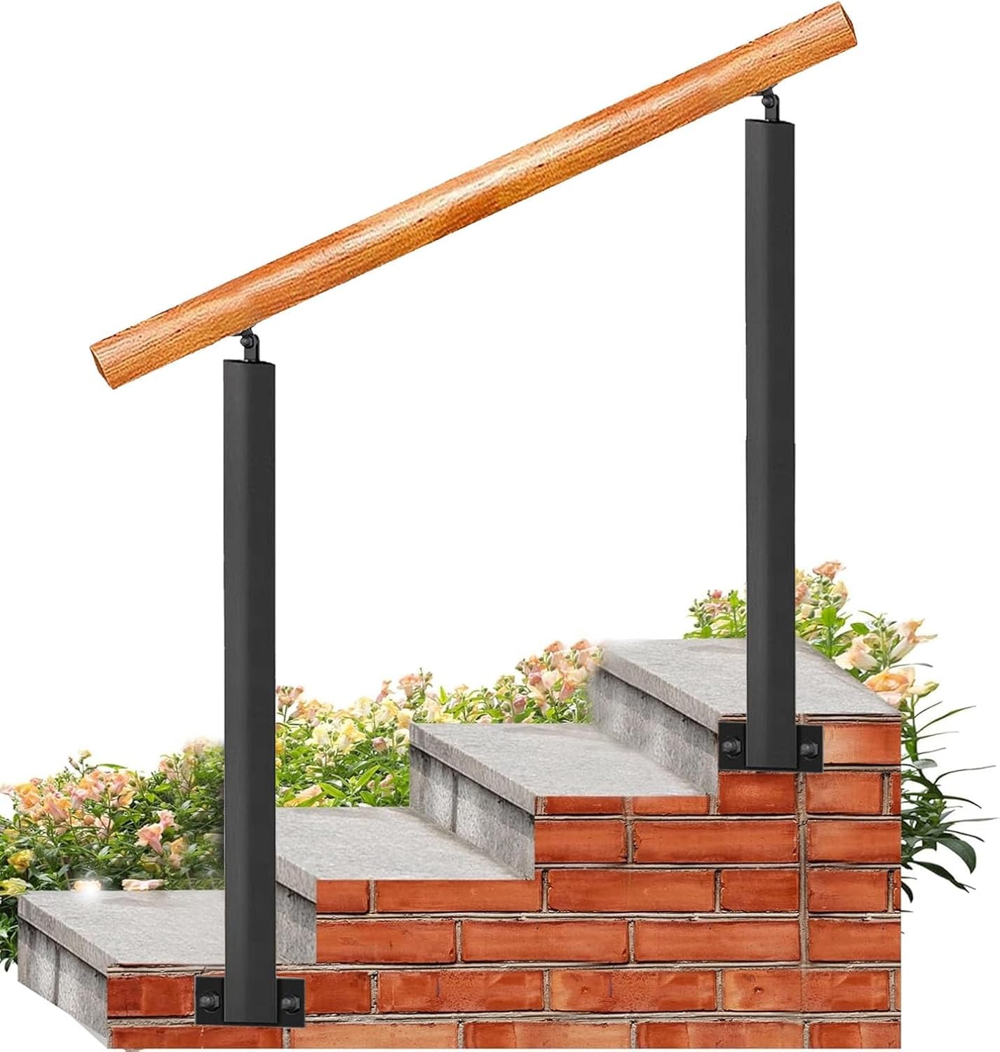 GLDYTVF Outdoor Stair Railing for 1-3 Steps 32" Wooden Banister il Wrought Iron Deck Railing for Porch External for Safety and Style 85cm Height