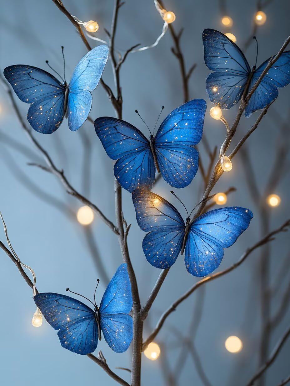 Diament Malarstwo Niebieski Motyl, 5D DIY Diamentowe Malarstwo Dla Dorosłych, Diament Malarstwo Rhinestone Kryształ Sztuka Ścieg krzyżykowy Aktywność Ręczna Dorosły, do Wystrój Domu Jesień Kobiety