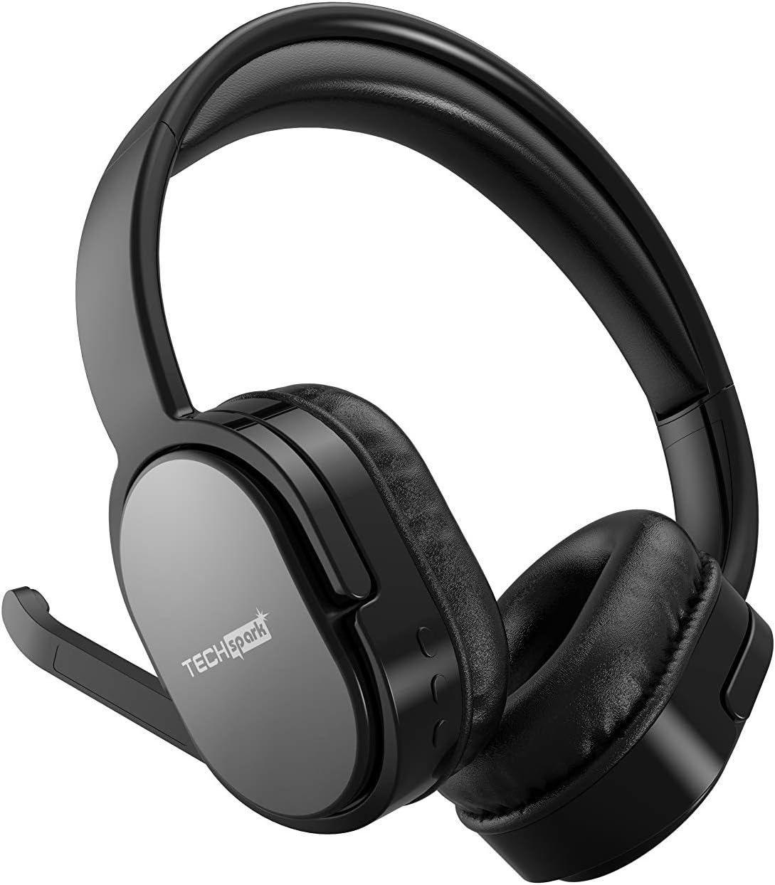 On-Ear Headphones with Adjustable mic and Dual Pairing Mode (Black)
