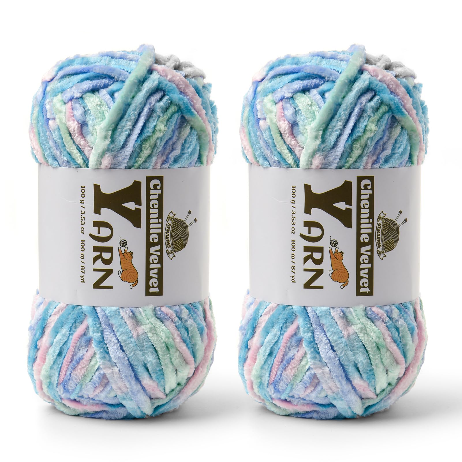 Chenille Crochet Candyfloss Yarn 2 Pack