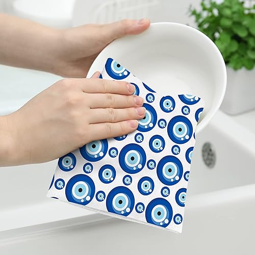 Miniatura 3 de Blue Evil Eyes Toallas de Cocina para Platos 16" x 24" Paño de Secado Absorbente Toalla de Té Toallas de Mano Paquete de 2 para Cocinar Hornear