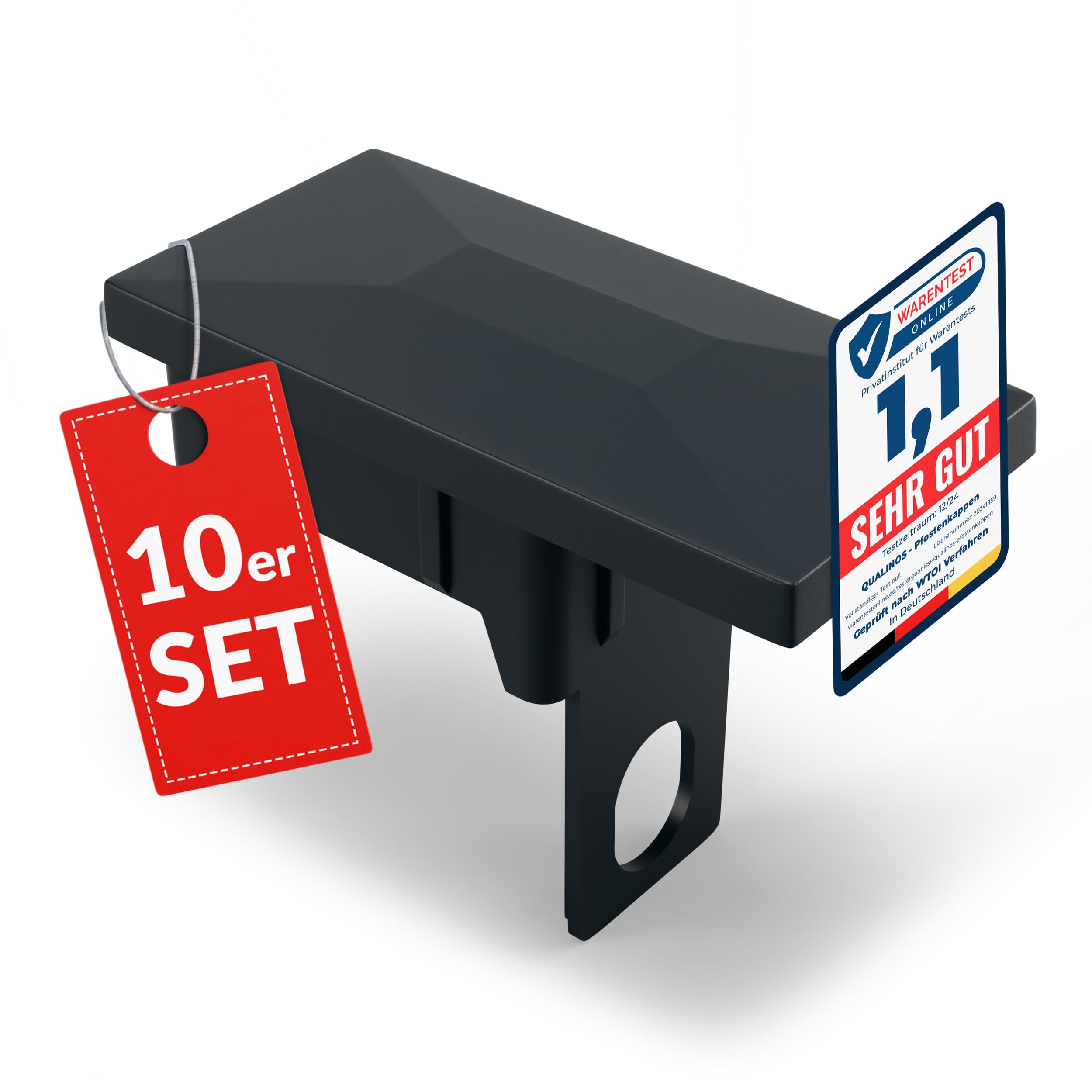 10x Zaunkappen Kunststoff 40x60mm mit Sicherungssteg | Pfostenkappen für Doppelstabmattenzaun | Abdeckkappen UV-stabilisiert | Zaunpfosten Kappen Made in Germany (Anthrazit 7016)