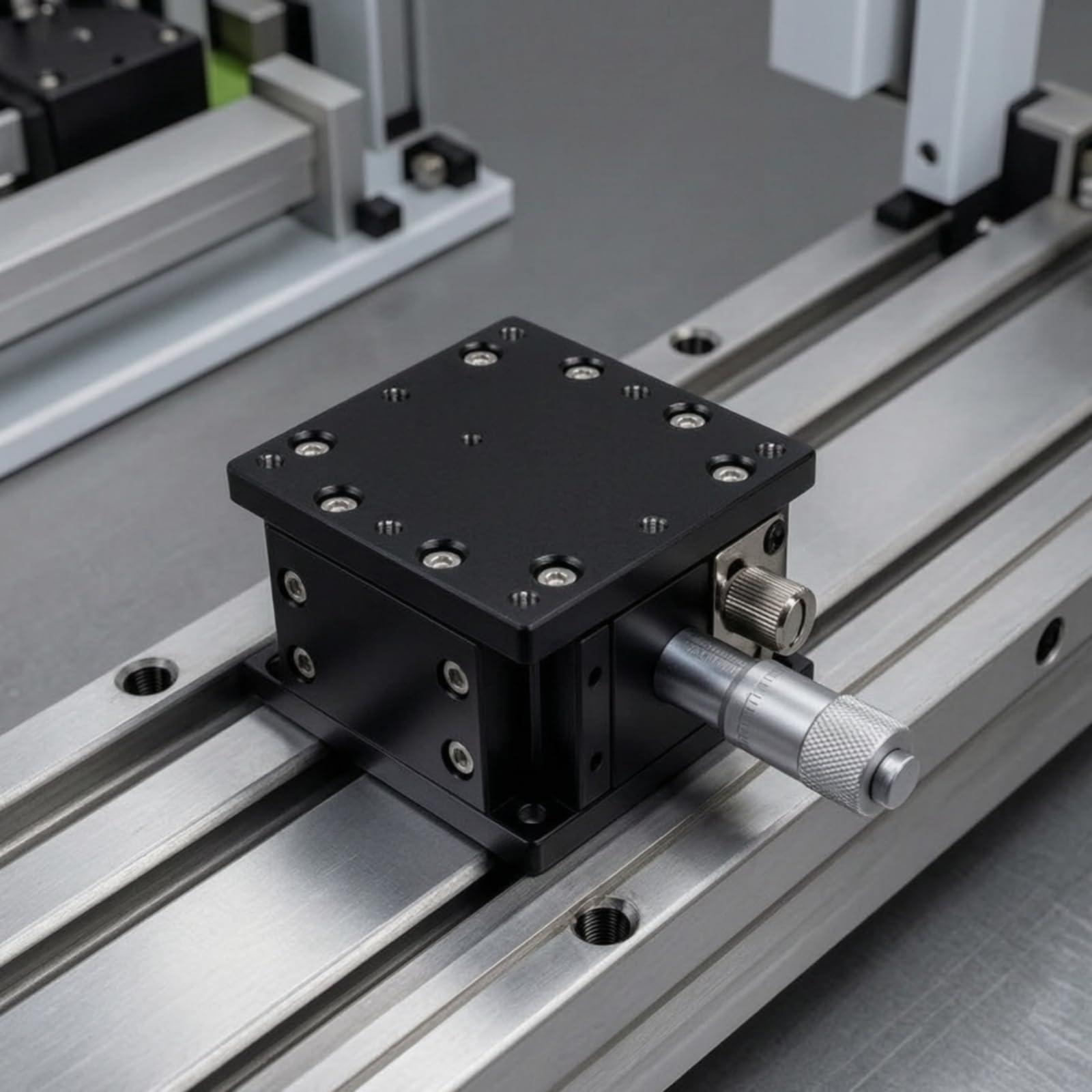 Manuelle Positionierbühne Linearbühne Verschiebetisch Verstelltisch Robustes Metallgehäuse mit M4 Gewindebohrungen Und Durchgangslöchern für Laborgeräte Feinmechanik Ausbildung