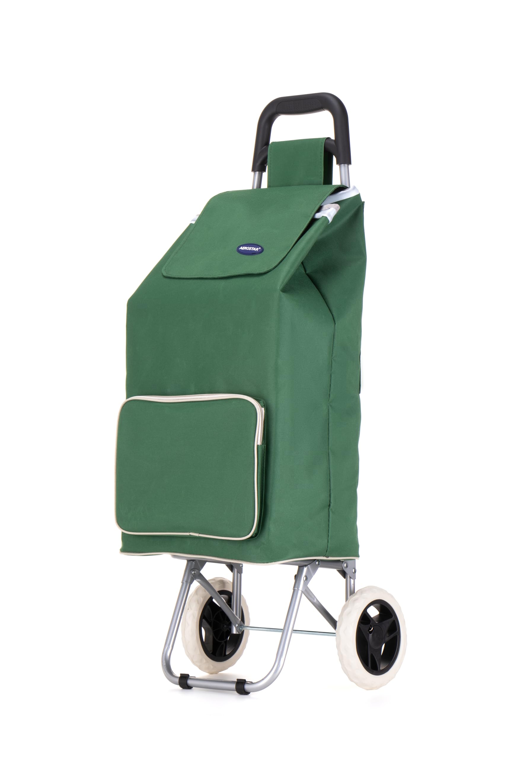 Lightweight Aluminium Shopping Trolley on Wheels - 59L Capacity, Durable, Easy to Maneuver & Fold for Convenient Storage – Ideal for Groceries, Laundry, and Errands (Dark Green)