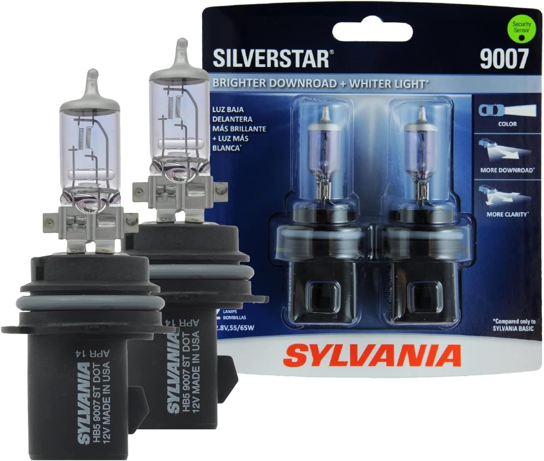 9007 SilverStar - High Performance Halogen Headlight Bulb, High Beam, Low Beam and Fog Replacement Bulb, Brighter Down Road with Whiter Light (Contains 2 Bulbs)