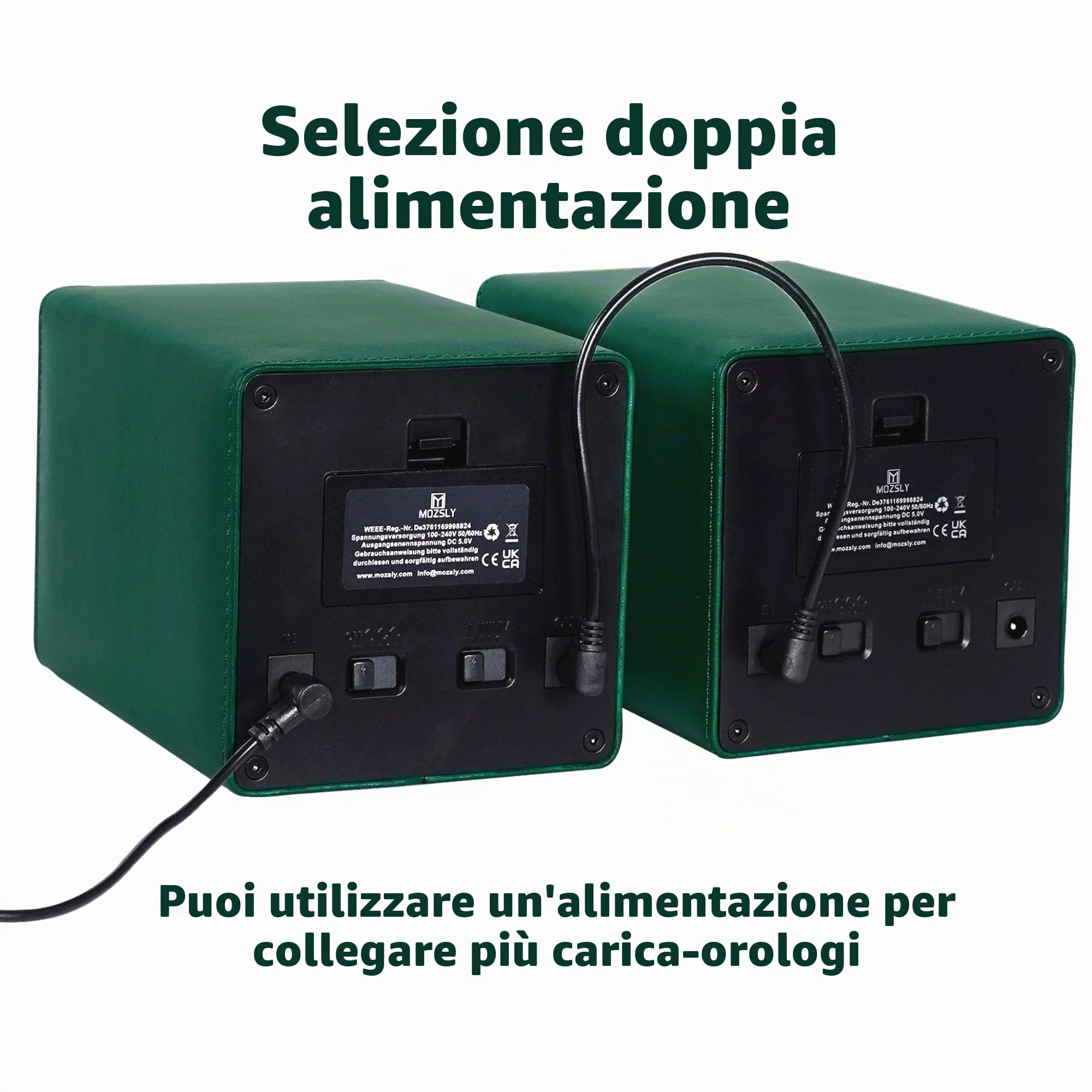 MOZSLY Carica per orologi per orologi automatici con motore silenzioso 12 impostazione della modalità di rotazione in pelle nera