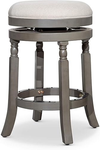 Miniatura 14 de DTY Indoor Living Palmer Lake Taburetes de barra de 30 pulgadas de altura, giratorios sin espalda, acabado blanco con asiento de tela carbón Tela