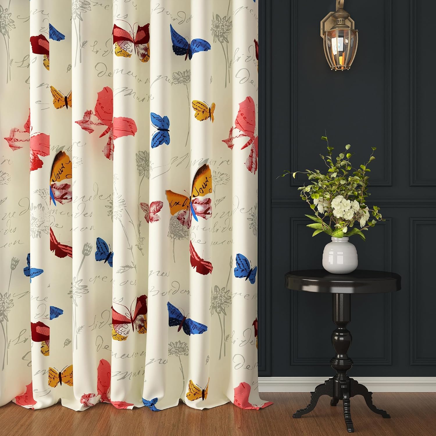 Polyester Window Curtains 5 Feet (Pack of 2), 150 GSM Floral Embossed Design, Light Filtering 60–70% Room Darkening Curtains for Bedroom, Living Room, Office – Dark Green-image-0