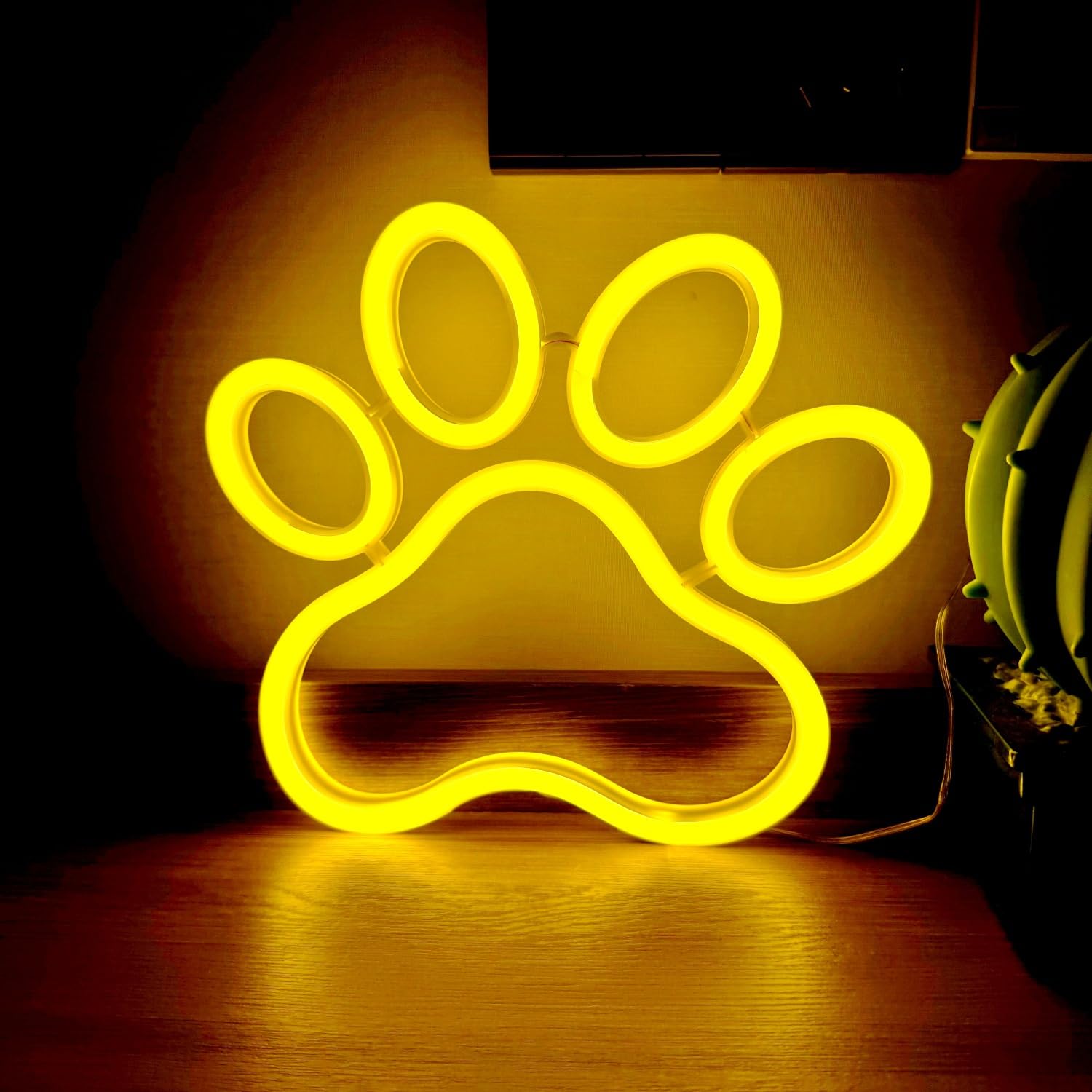 LED Neon Signs Assortment - Strawberry, Cat Paw, Coffee Cup, Whale Shapes, Indoor Outdoor Decor for Party, Christmas Valentine's Day Bedroom Ambience(Warm White cat Paws)