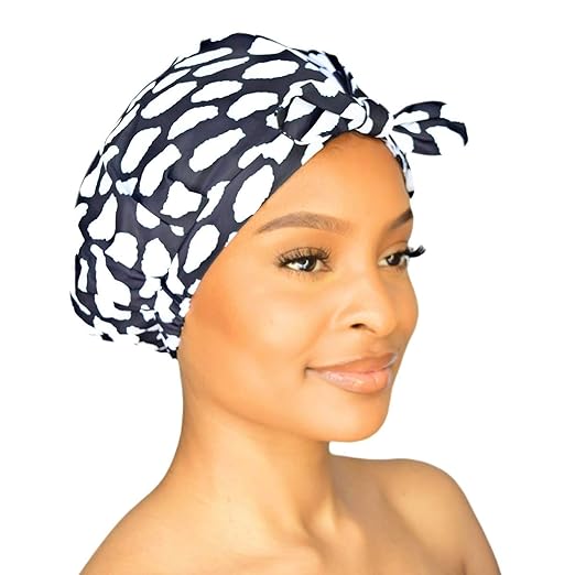 GRACE & COMPANY Luxury Shower Cap For Women - 100% Waterproof, Reusable, Washable & Breathable Shower Caps - Casablanca