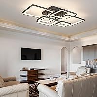 Vista 8 de Lámpara de Techo LED Moderna Negra, Accesorios de Iluminación de Cocina para Techo, para Dormitorio 31.5" Regulable, Lámpara de Techo Cuadrada de 6