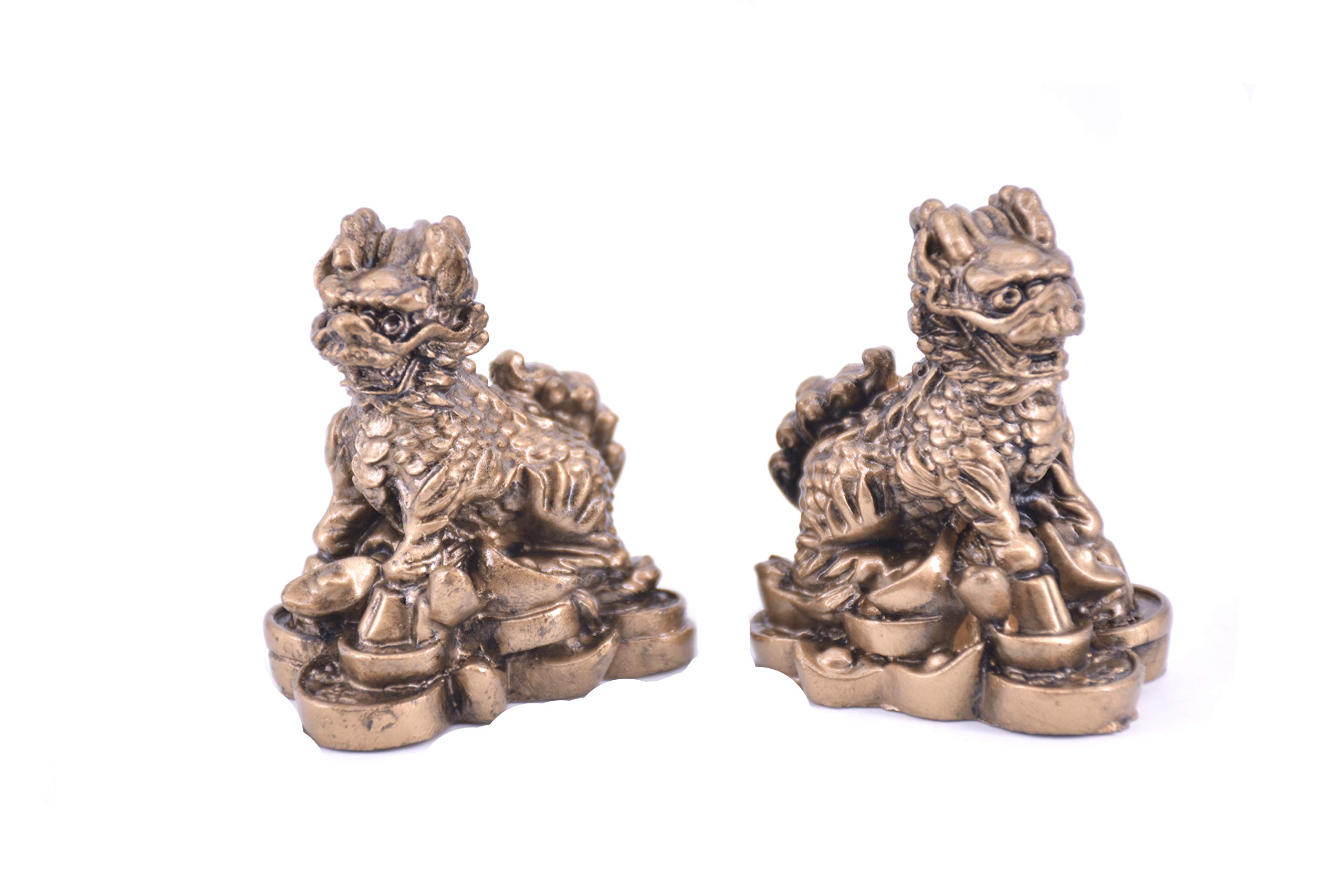 Feng Shui Gold Elegant Chi Lin Dragon Horse Wealth Lucky Statue Figurine Home Decor Housewarming Congratulatory