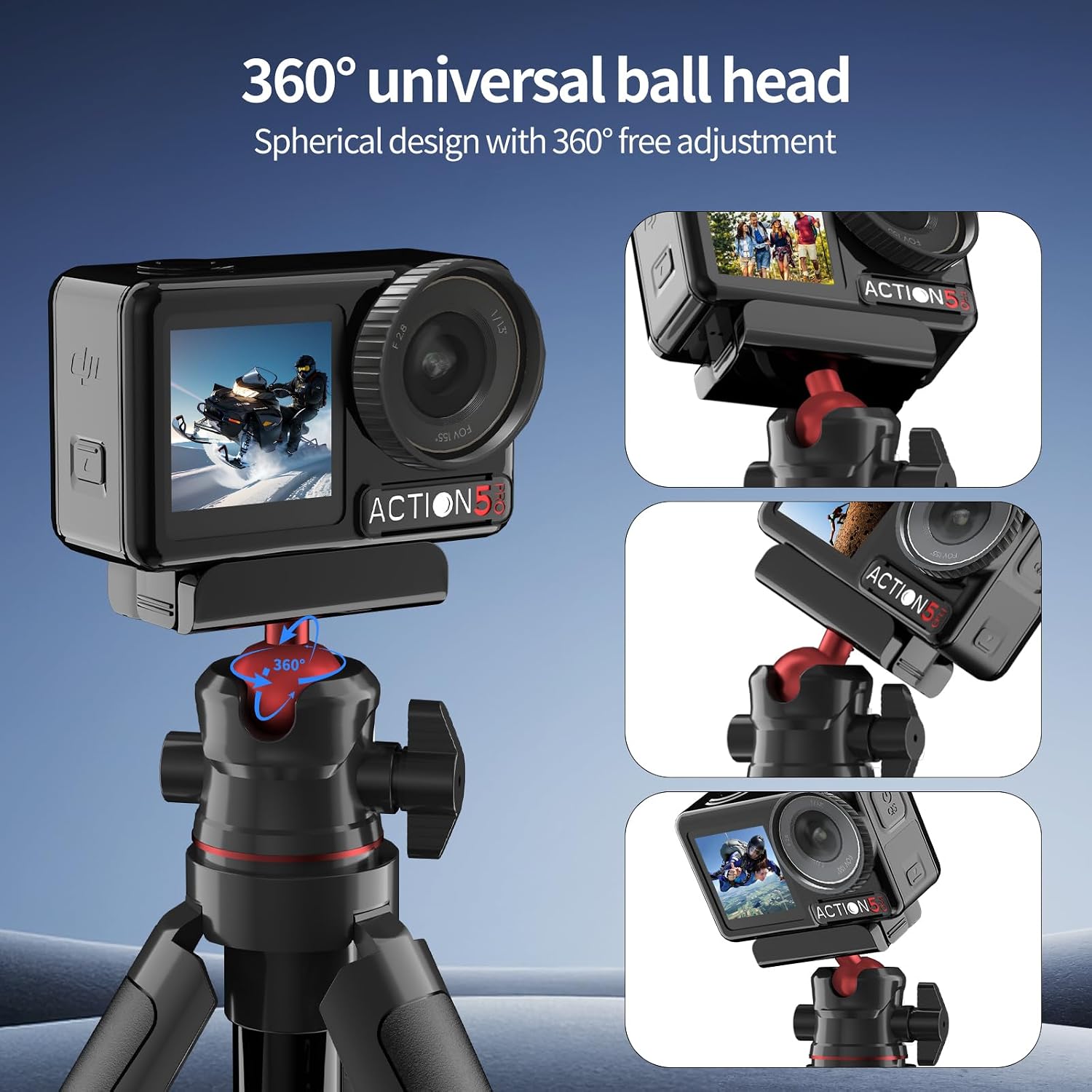 Portable 360° Rotatable Magnetic Selfie Stick Tripod Stand, Handheld Vlog Video Recording Camera Mount Accessories Compatible with DJI Osmo Action 5 Pro/4/3