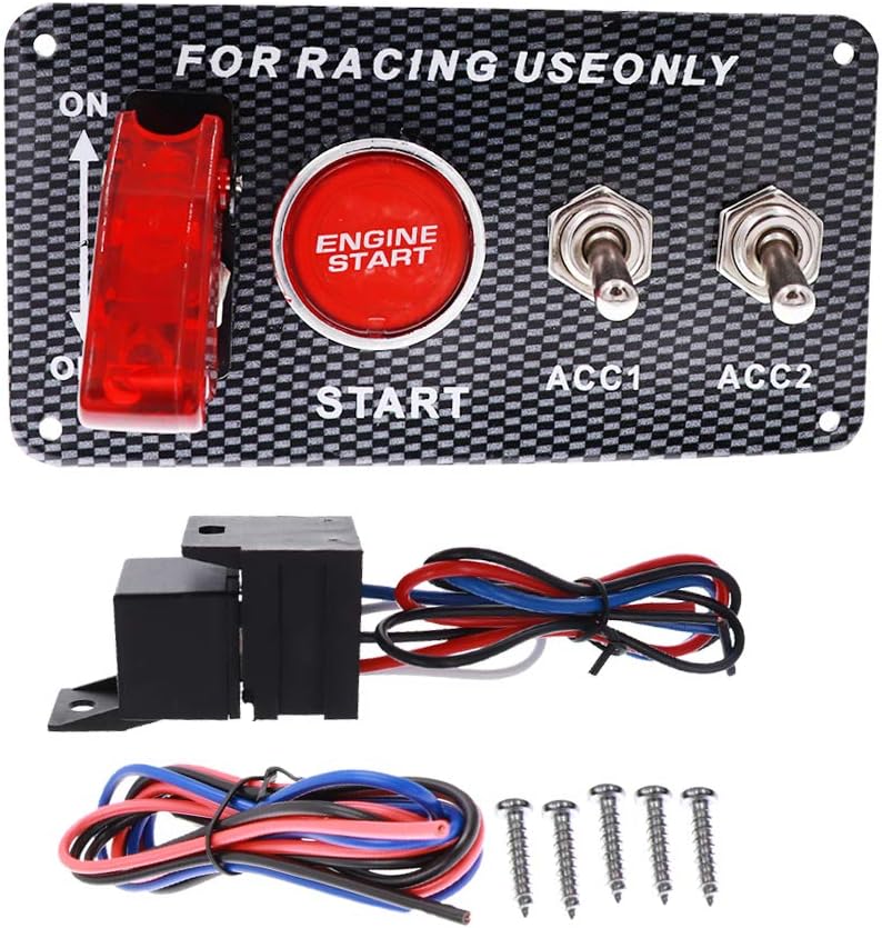 ITYAGUY 12V Ignition Switch Panel Car Engine Start Push Button LED Toggle Panel for Racing Car Switch Panel Black
