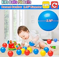 Vista 2 de 100 Bolas de Piscina de Bolas para Niños, Bolas de Plástico para Piscina de Bolas, Bolas de Juego para Bebés y Niños Pequeños, Ideal para Piscina
