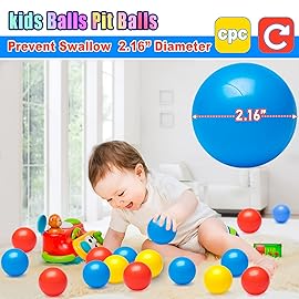 Vanland Ball Pit Balls for Baby and Toddler Phthalate Free BPA Free Crush Proof Plastic - Multicolored Pit Balls in Reusable Play Toys for Kids with Storage Bag