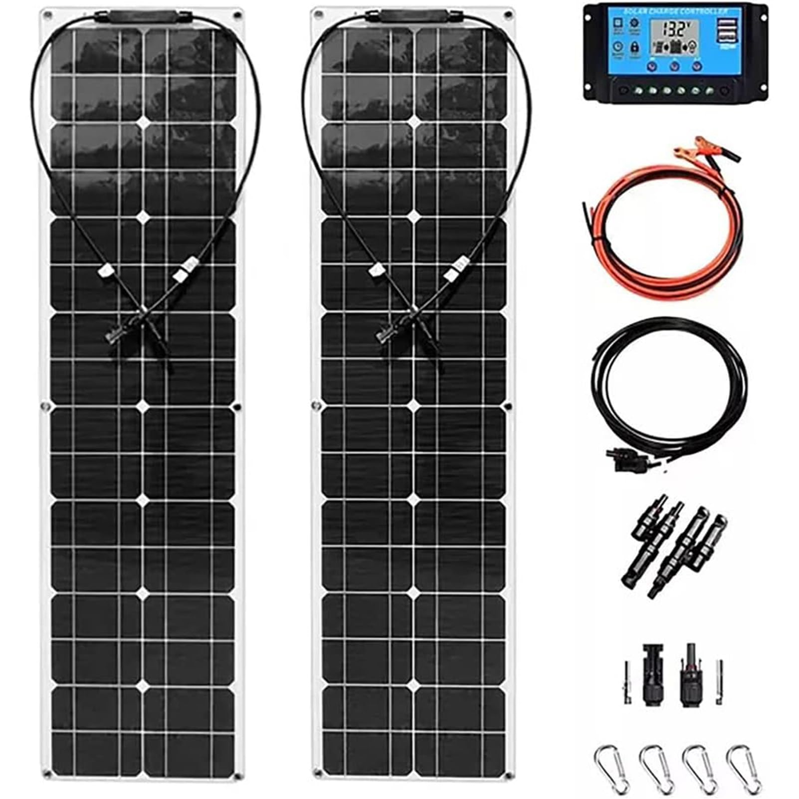 Kit Pannello Solare, Pannello Solare Flessibile da 400 W Pannello Fotovoltaico per Animali Domestici Monocristallino Cella Solare Caricatore Impermeabile Pieghevole a Energia Solar