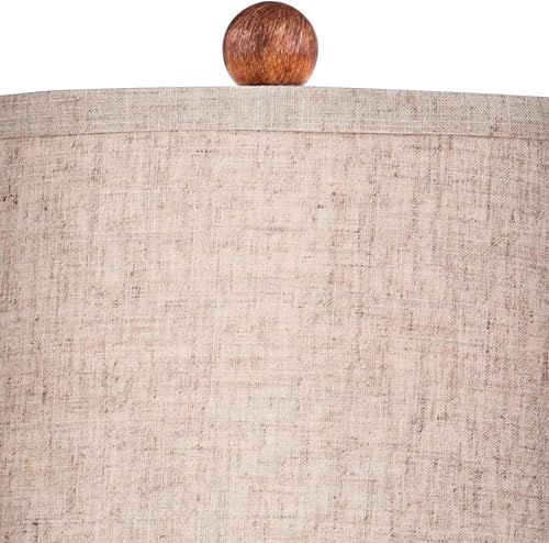 Miniatura 3 de 360 Lighting Fraiser - Lámpara de mesa moderna de 23 12 pulgadas de alto, color marrón, madera sintética, columna cónica, pantalla de tambor de